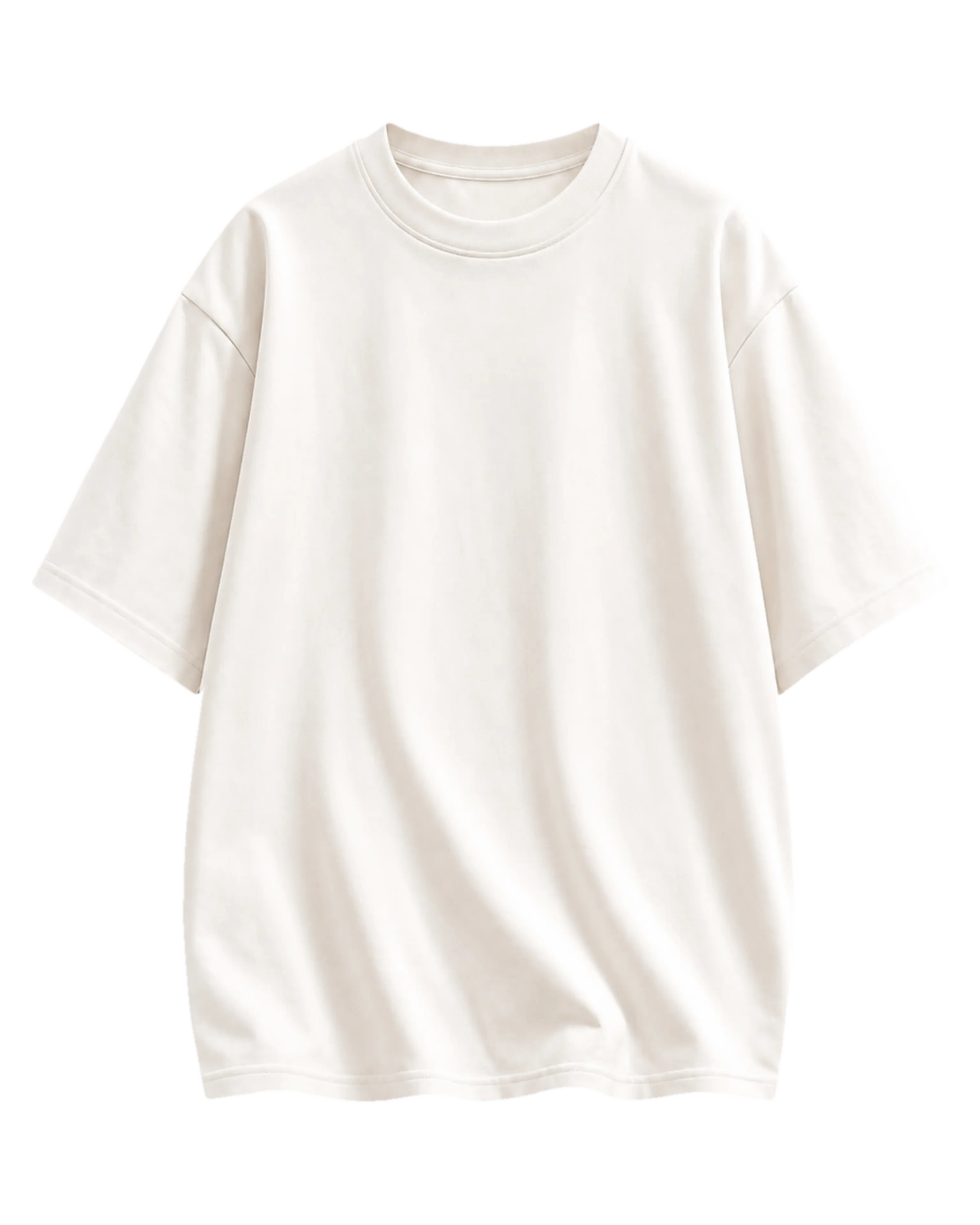 Arxasında Kawaii Mood anime dizaynı olan krem-ağ oversize T-shirt